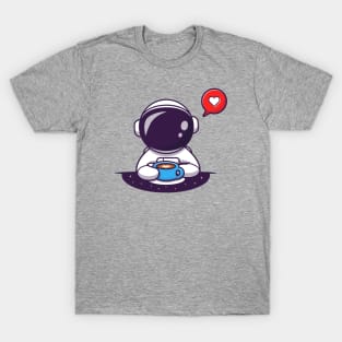 Cute Astronaut Drinking Coffee T-Shirt